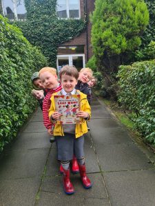 Happy children walking outside at Inchmarlo Retirement Community.