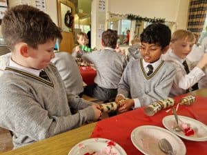 Children enjoying craft activities at Inchmarlo School.