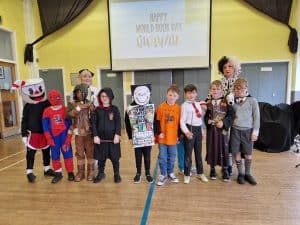Group of children in costumes during a school event at Inchmarlo.