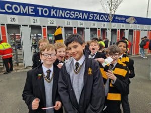 Primary school children enjoying a school trip at Kingspan Stadium.