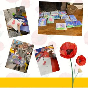 Children's art activities at Inchmarlo care home, showcasing creative projects and paintings.