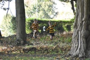 Children playing outdoors at Inchmarlo, a scenic natural park in Aberdeenshire.