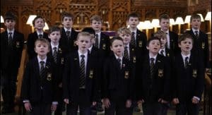 Young boys singing in choir at Inchmarlo School, Aberdeen.