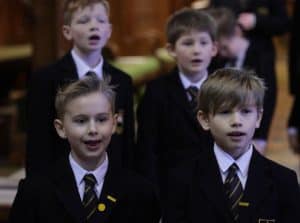 Students in formal uniforms at Inchmarlo, a renowned Scottish school.