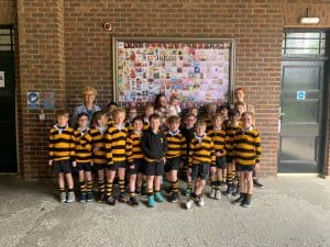 Group of young children in school uniforms at Inchmarlo, Scotland.