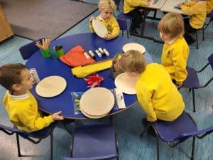 Children enjoying arts and crafts activities at Inchmarlo School.