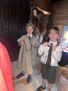 Children with horse at Inchmarlo estate, Aberdeenshire.