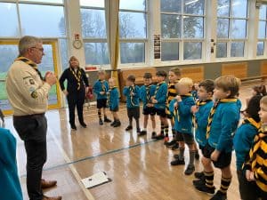 Children receiving scout training in indoor activity at Inchmarlo.