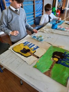 Children's artwork at Inchmarlo Montessori School in Scotland.