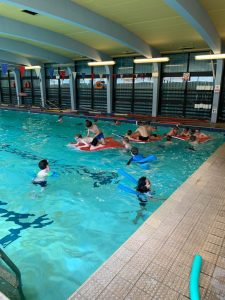Indoor swimming pool at Inchmarlo, featuring swimming lessons and group activities.