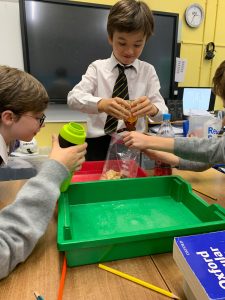 Young students engaging in science activity at Inchmarlo School.