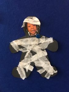 Creative child craft on a blue background.