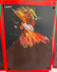 Colorful volcano painting displayed at Inchmarlo.