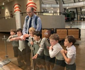 Group of children with guide at Inchmarlo Environmental Center, Aberdeenshire.