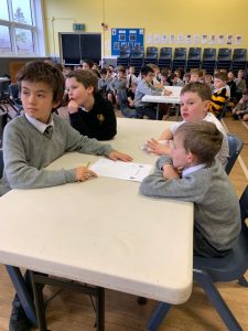 Students engaging in classroom activity at Inchmarlo School in a lively educational environment.