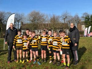 Youth rugby team at Inchmarlo outdoor sports facilities in Scotland.