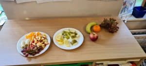 Fresh fruit and snack plates at Inchmarlo, promoting healthy eating habits.
