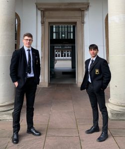 Students in uniform at Inchmarlo School, Aberdeenshire, Scotland.